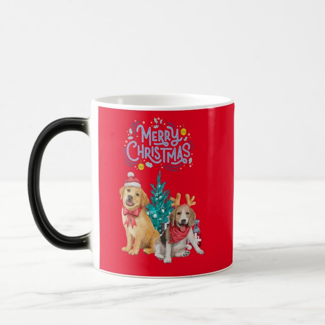 Weihnachten für niedliche Hunde Verwandlungstasse (Links)
