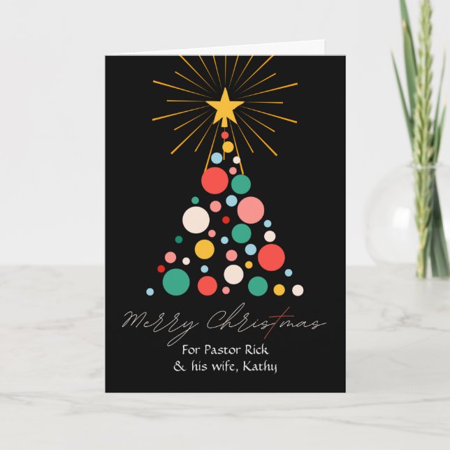 Weihnachten für Pastor und seine Ehefrau mit Baum Karte (Vorderseite)
