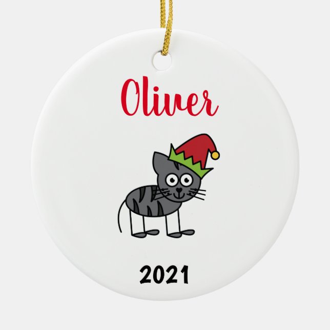 Weihnachten für personalisierte Haustiere Keramik Ornament (Vorne)