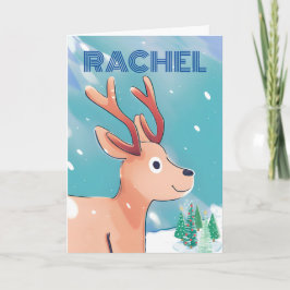 Weihnachten für Rachel Niedlich Baby Deer im Schne Karte