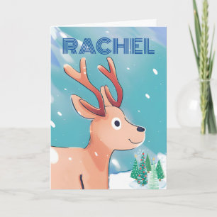 Weihnachten für Rachel Niedlich Baby Deer im Schne Karte