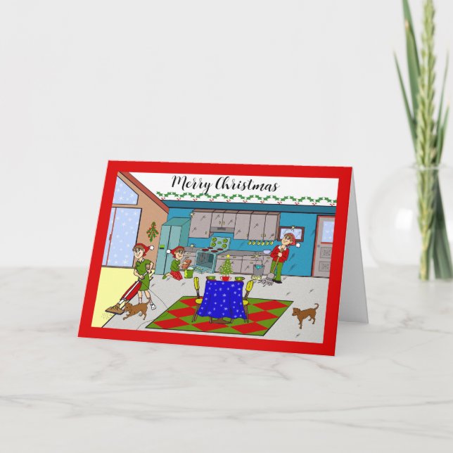Weihnachten für sauberere Housekeeper Dankeskarte (Vorderseite)
