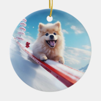 Weihnachten für Spitz, Hundeschenk, Hundeliebhaber Keramik Ornament