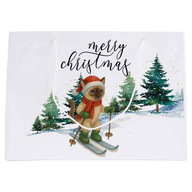 Weihnachten für Weihnachten Katze Liebhaber Schnee Große Geschenktüte (Vorderseite)