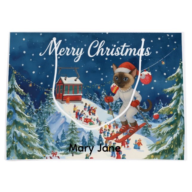 Weihnachten für Weihnachten Katze Liebhaber Schnee Große Geschenktüte (Vorderseite)