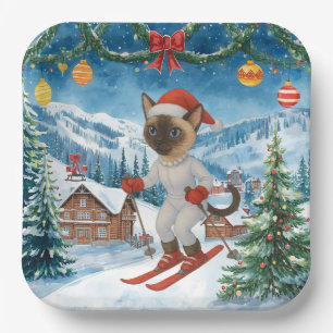 Weihnachten für Weihnachten Katze Liebhaber Schnee Pappteller