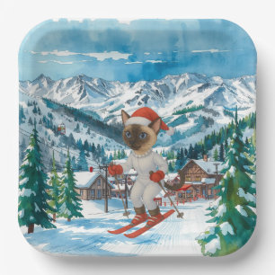 Weihnachten für Weihnachten Katze Liebhaber Schnee Pappteller