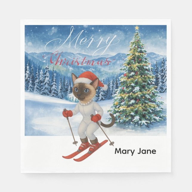 Weihnachten für Weihnachten Katze Liebhaber Schnee Serviette (Vorderseite)