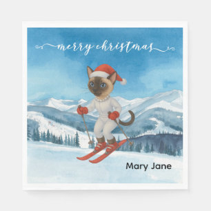 Weihnachten für Weihnachten Katze Liebhaber Schnee Serviette