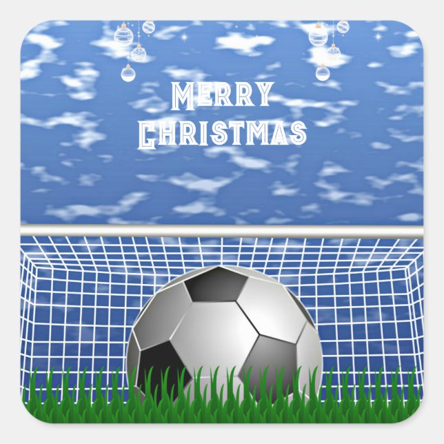 Weihnachten - Fußball und Netz, Quadratischer Aufkleber (Vorderseite)