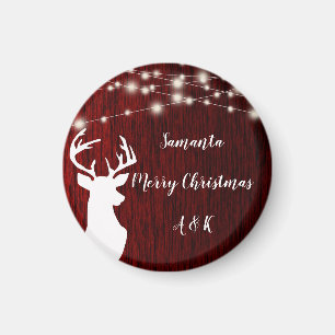 Weihnachten, Garland, Hirschkopf, personalisiert Magnet