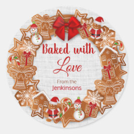 Weihnachten - gebacken mit Liebe Runder Aufkleber