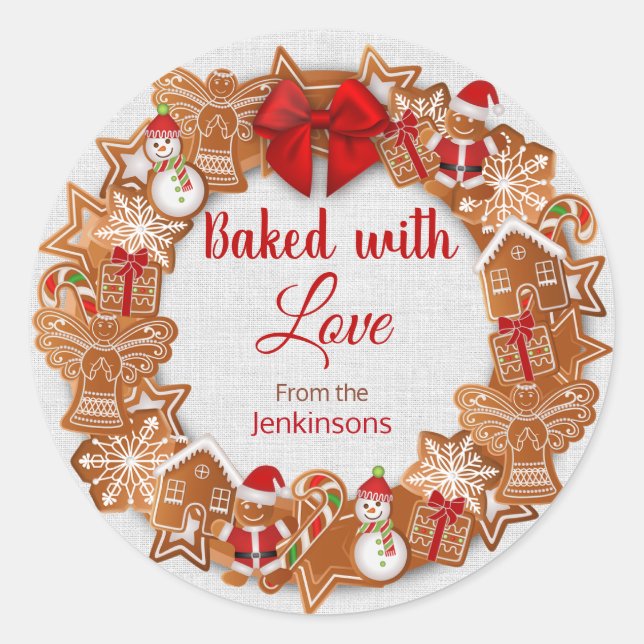 Weihnachten - gebacken mit Liebe Runder Aufkleber (Vorderseite)