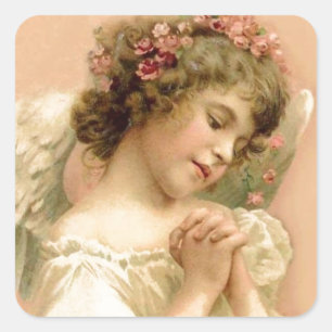 Weihnachten - Gebete Angel Quadratischer Aufkleber