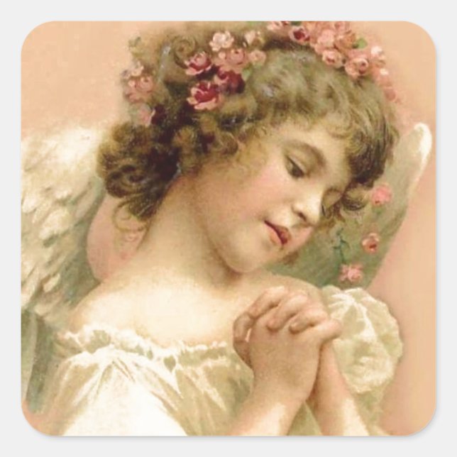 Weihnachten - Gebete Angel Quadratischer Aufkleber (Vorderseite)