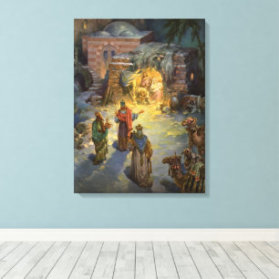 Weihnachten Geburt Christi mit Besuch der Magier Leinwanddruck