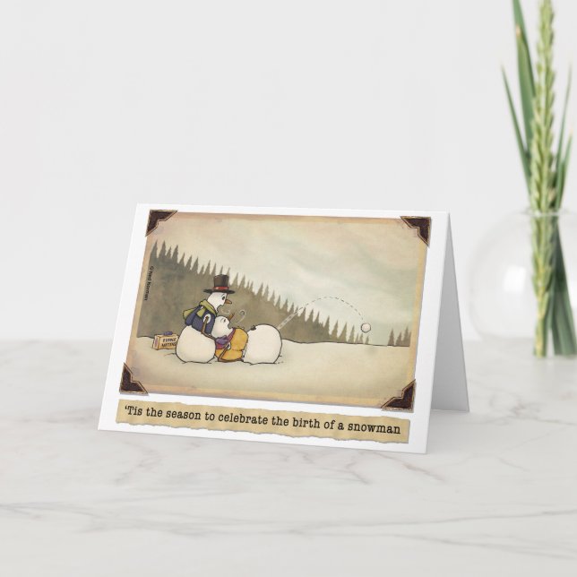 Weihnachten: Geburt einer Schneemannskarte Feiertagskarte (Vorderseite)