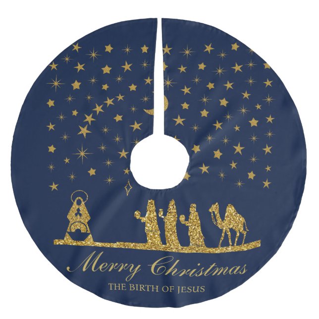 Weihnachten, Geburt Jesu, Drei Könige Polyester Weihnachtsbaumdecke (Vorderseite)