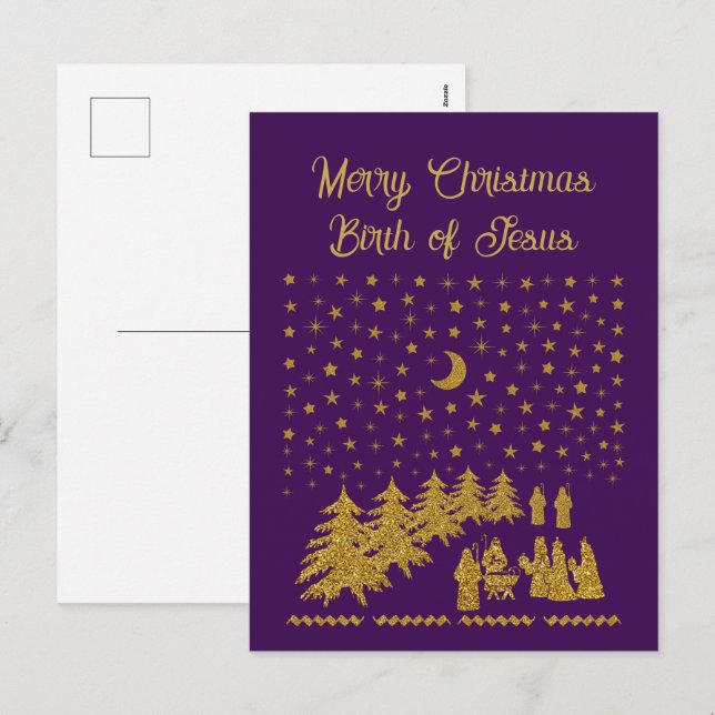 Weihnachten, Geburt Jesu Feiertagspostkarte (Vorne/Hinten)