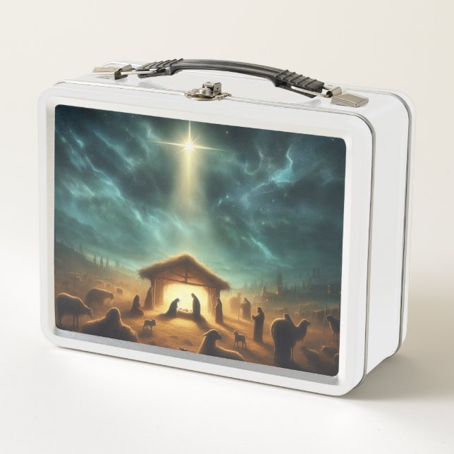Weihnachten/Geburt/Jesus Metall Brotdose (Vorderseite)