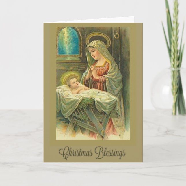 Weihnachten, Geburt, Jungfrau Maria, Christkind, Feiertagskarte (Vorderseite)