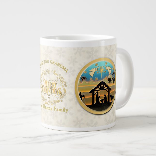Weihnachten Geburt und Liebe Sie Oma Jumbo-Tasse (Vorderseite Rechts)