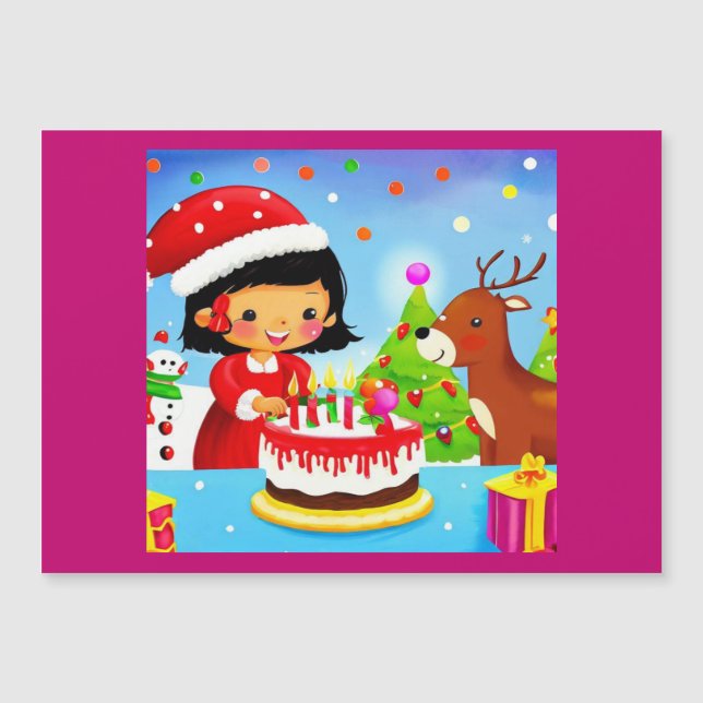 Weihnachten - Geburtstag 7 Magnetkarte (Vorderseite)