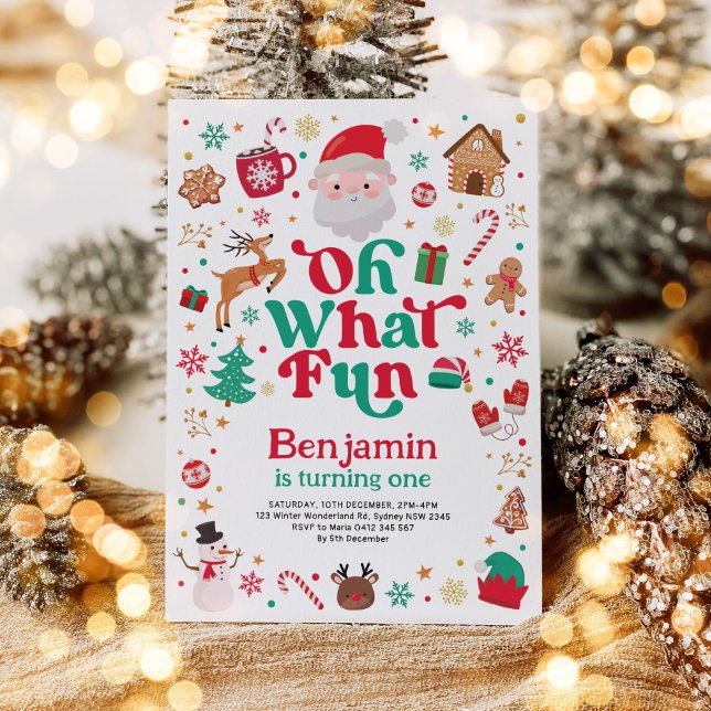 Weihnachten Geburtstag Oh, was Spaß Kindergeburtst Einladung (Von Creator hochgeladen)