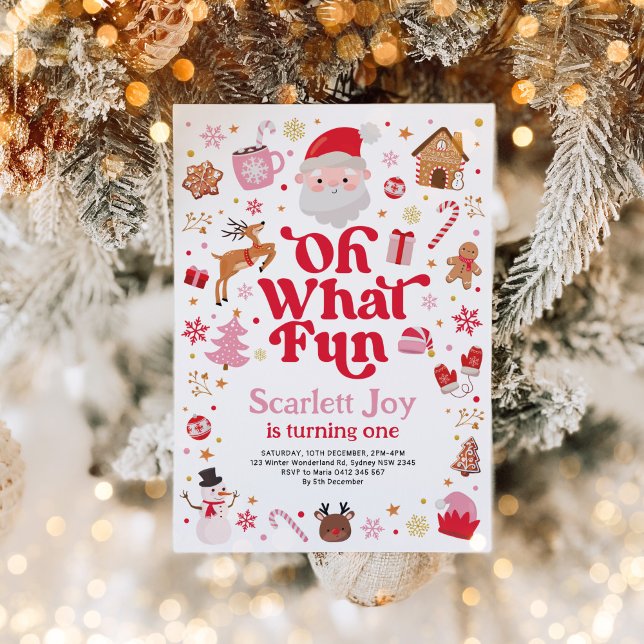 Weihnachten Geburtstag Oh, was Spaß Mädchen Geburt Einladung (Von Creator hochgeladen)