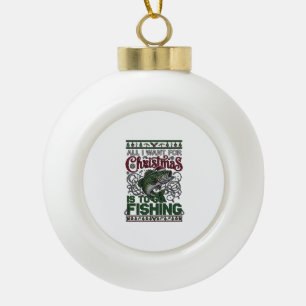 Weihnachten Geh Angeln Fisch Weihnachtsmann Hut Li Keramik Kugel-Ornament
