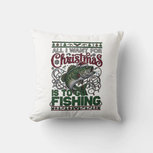 Weihnachten Geh Angeln Fisch Weihnachtsmann Hut Li Kissen
