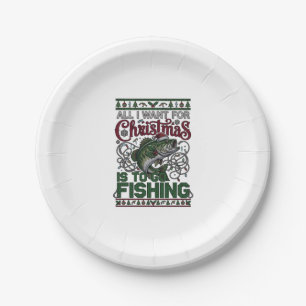 Weihnachten Geh Angeln Fisch Weihnachtsmann Hut Li Pappteller