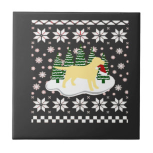 Weihnachten Gelber Labrador Silhouette Weihnachtsm Fliese