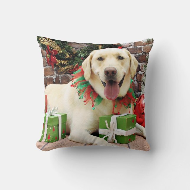 Weihnachten - gelbes Labrador - Strider Kissen (Vorderseite)