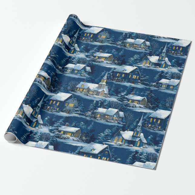 Weihnachten Gemütlich Winterdorf Geschenkpapier (Ungerollt)