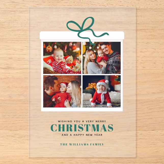 Weihnachten Geschenk 4 FotoCollage Acryleinladungen (Vorderseite)