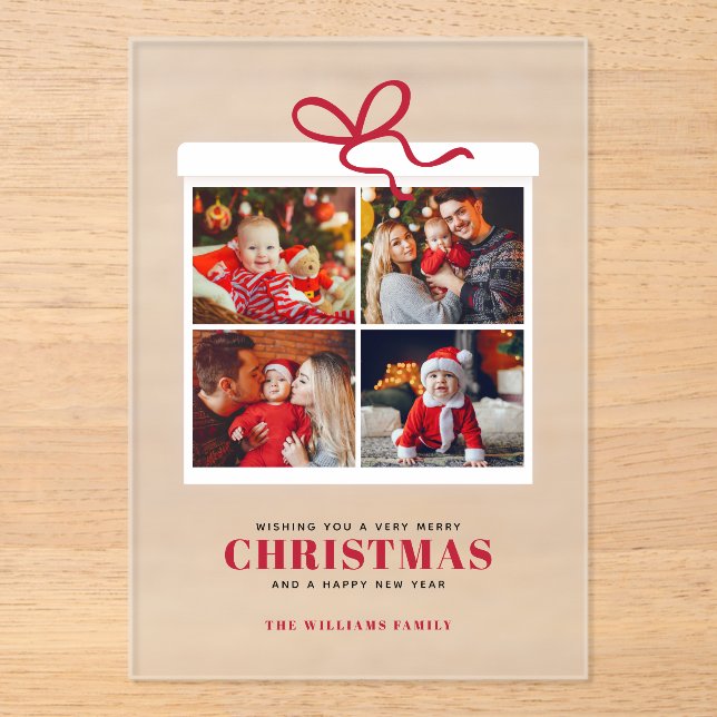 Weihnachten Geschenk 4 FotoCollage Acryleinladungen (Vorderseite)