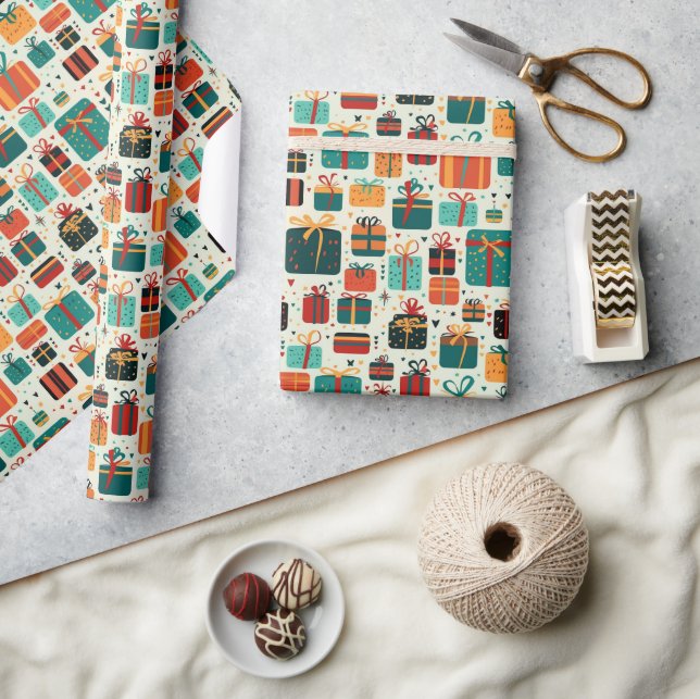 Weihnachten Geschenk für farbenfrohe Muster Geschenkpapier (Kunsthandwerk)
