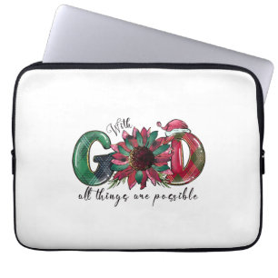Weihnachten Geschenk mit Gott alles ist möglich Laptopschutzhülle