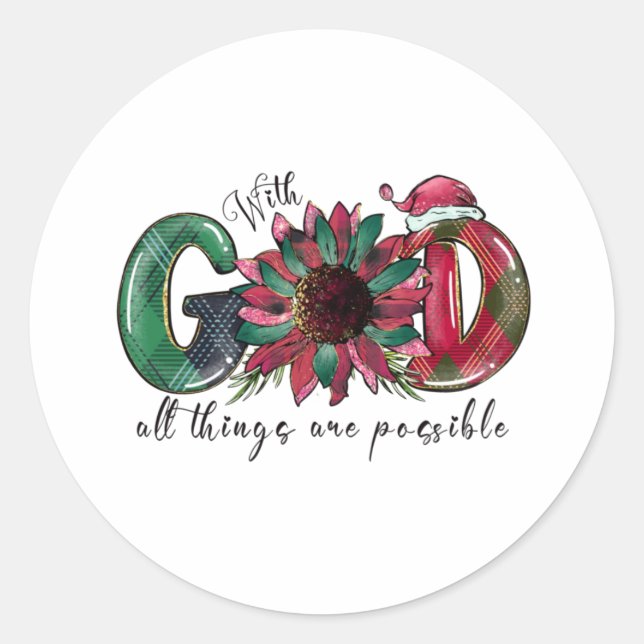 Weihnachten Geschenk mit Gott alles ist möglich Runder Aufkleber (Vorderseite)