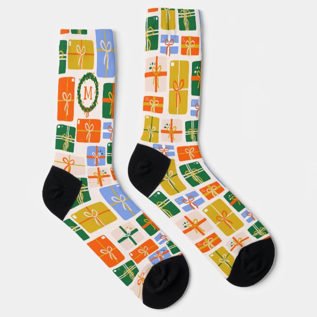 Weihnachten Geschenke Muster mit Monogram Socken (Rechts)
