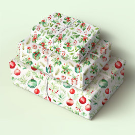 Weihnachten, Geschenke und Ornamente Geschenkpapier Set