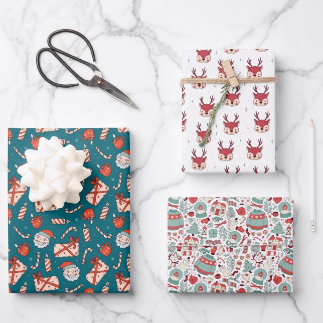Weihnachten Geschenkpapier Set (Vorderseite)