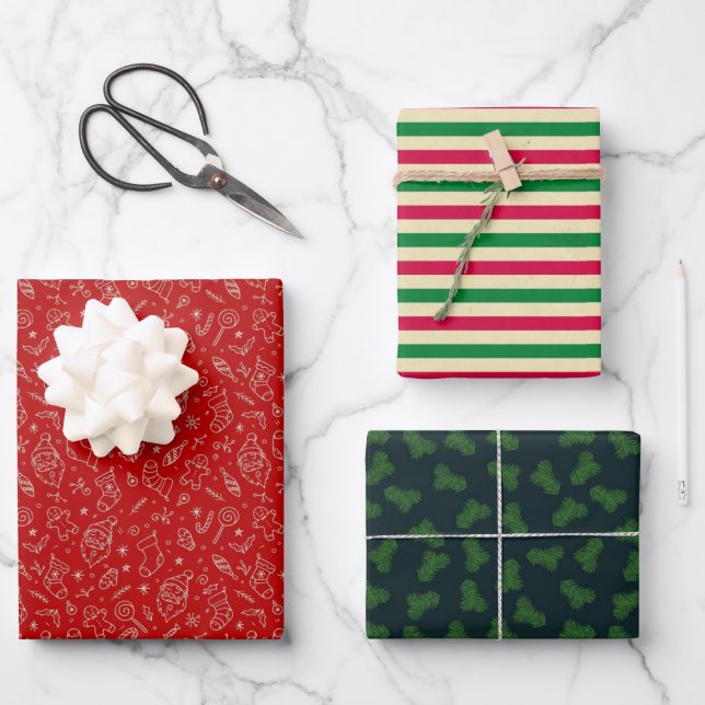 Weihnachten Geschenkpapier Set (Vorderseite)