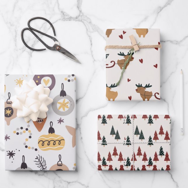Weihnachten Geschenkpapier Set (Vorderseite)