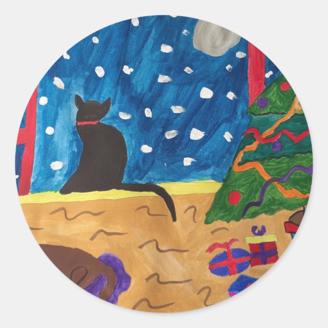 Weihnachten gewartet runder aufkleber (Vorderseite)