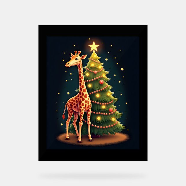 Weihnachten Giraffe Offiziellen BaumTopper Funny T Acrylschild (Vorderseite)