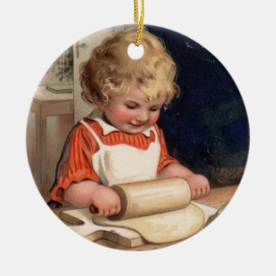 Weihnachten - Girl Backkost Keramik Ornament
