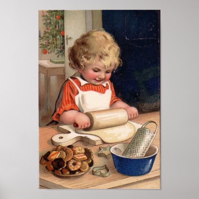 Weihnachten - Girl Baking Cookies Poster (Vorne)