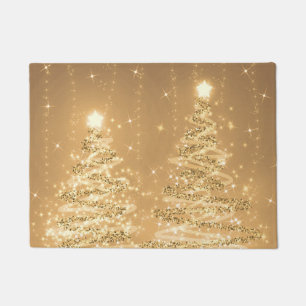 Weihnachten glänzende Bäume Kupfer Fußmatte